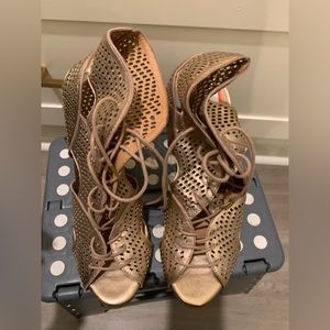 Joie rose gold tie up heels